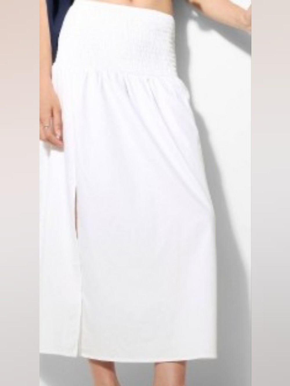 ❤️New Women's White Smocked Waist Maxi Skirt